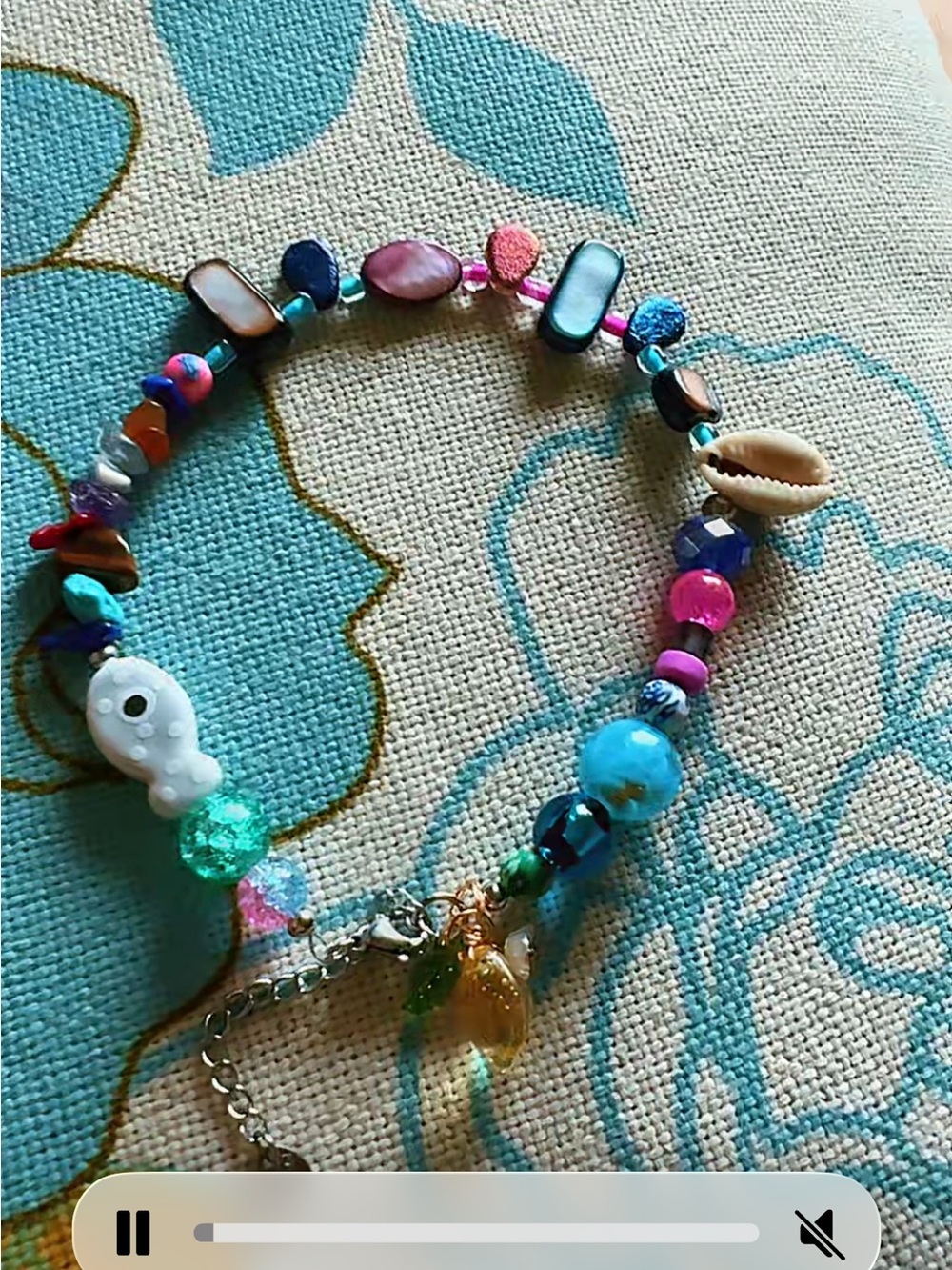 Anklet Multicolor Beaded Charm with Shell Accent